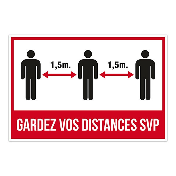 Car & Motorbike Stickers: Covid19 protection keep the distance in french