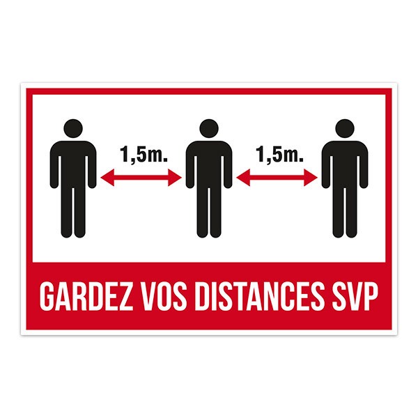 Car & Motorbike Stickers: Covid19 protection keep the distance in french