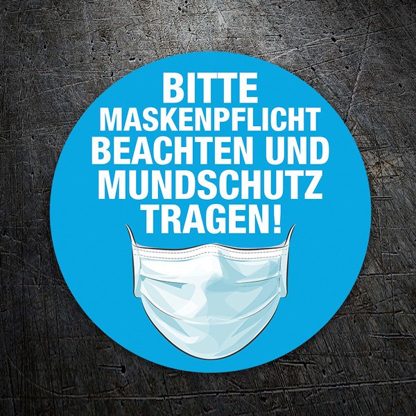 Car & Motorbike Stickers: Covid19 protection use of a mask in German