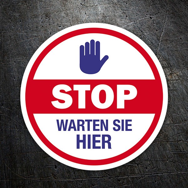 Car & Motorbike Stickers: Protection please wait here in german