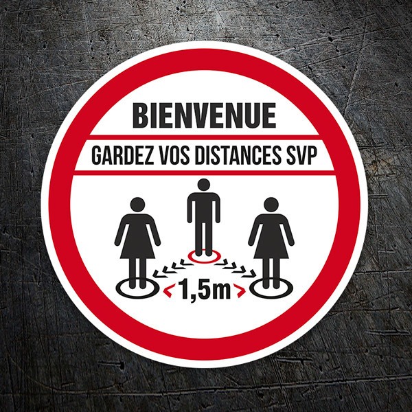 Car & Motorbike Stickers: Covid19 protection Welcome in French