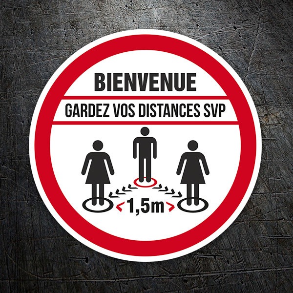Car & Motorbike Stickers: Covid19 protection Welcome in French