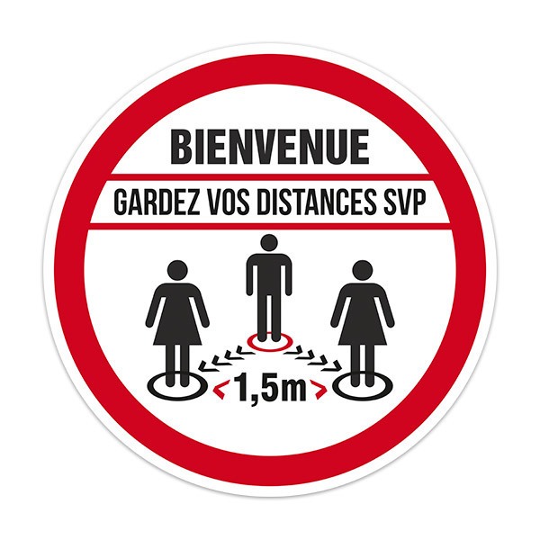 Car & Motorbike Stickers: Covid19 protection Welcome in French