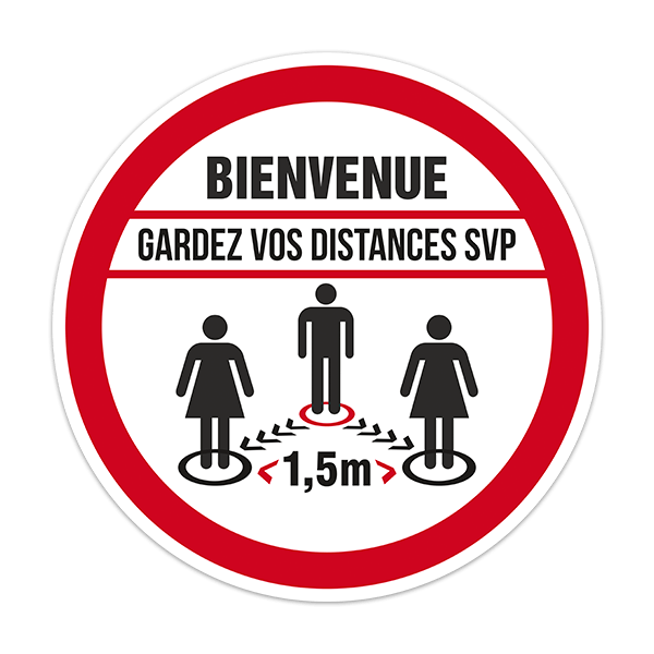 Car & Motorbike Stickers: Covid19 protection Welcome in French 0