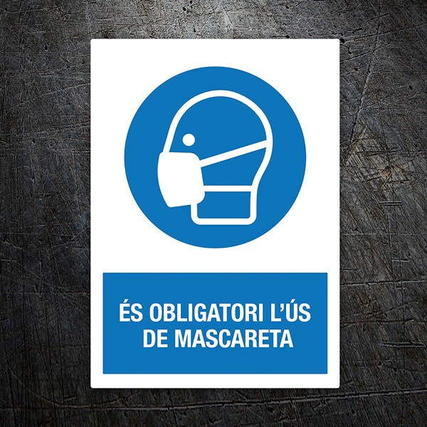 Car & Motorbike Stickers: Covid19 protection Mandatory mask in Catalan