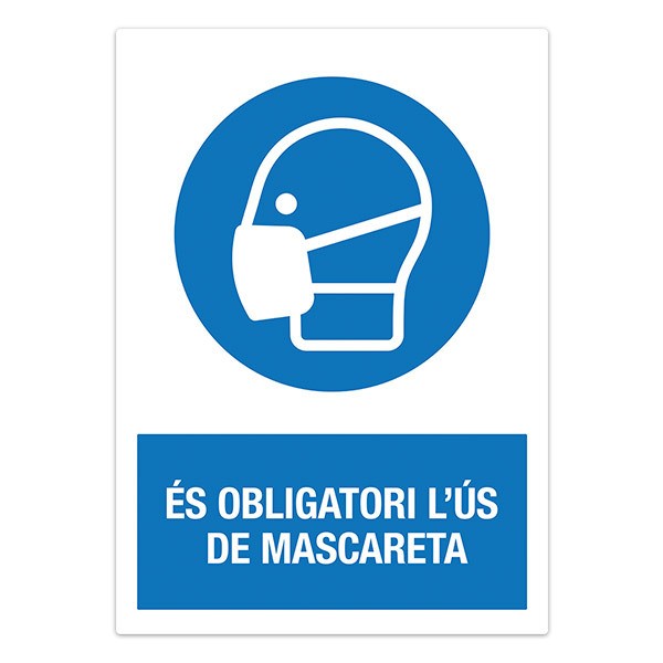 Car & Motorbike Stickers: Covid19 protection Mandatory mask in Catalan