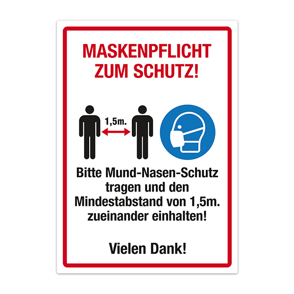 Car & Motorbike Stickers: Covid19 protection Mask and distance in German