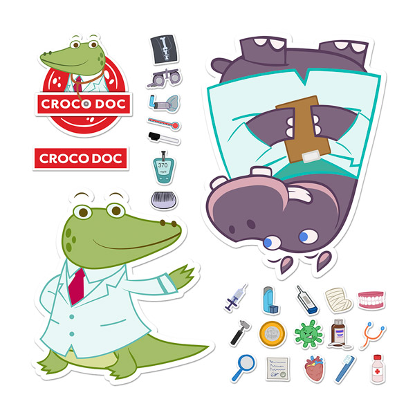 Stickers for Kids: Croco Doc and Hippo Crat Set