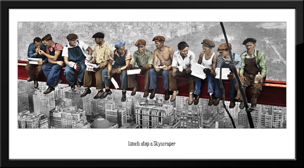 Adhesive vinyl poster Picture Lunch atop a Skyscraper | MuralDecal.com : The astonishing picture showing a stunning scenery. Its hues are just bold and mix perfectly. The layout looks fantastic, and its particulars are extremely defined.