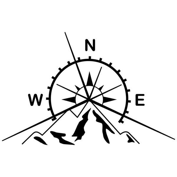 Car & Motorbike Stickers: Mountains and Compass Rose