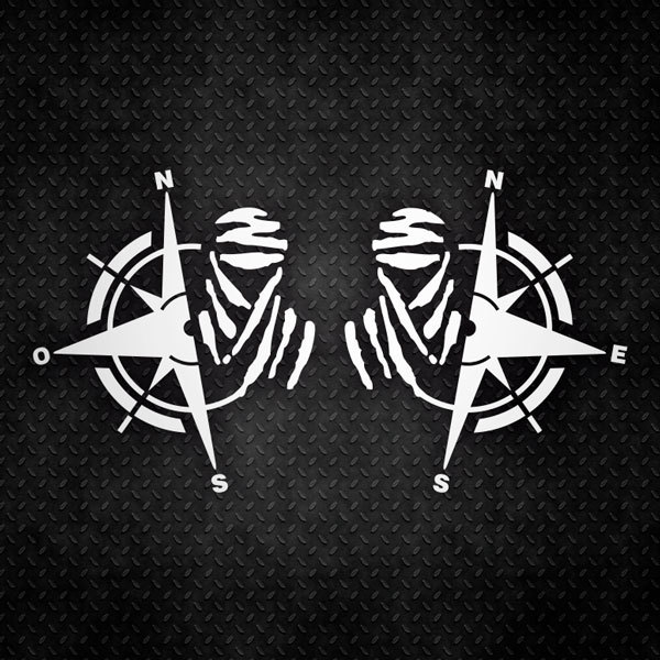Car & Motorbike Stickers: Symmetrical Compasses with Direction Symbols