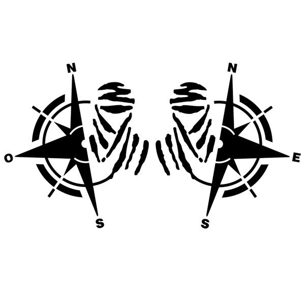 Car & Motorbike Stickers: Symmetrical Compasses with Direction Symbols