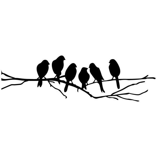 Wall Stickers: 6 Birds on a branch