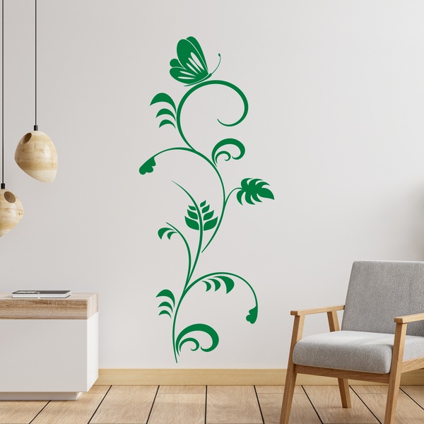 Wall Stickers: Floral Vine with Butterfly