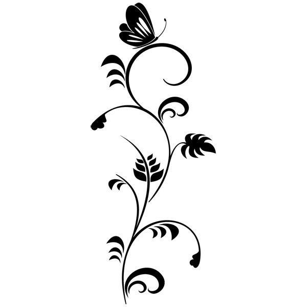 Wall Stickers: Floral Vine with Butterfly