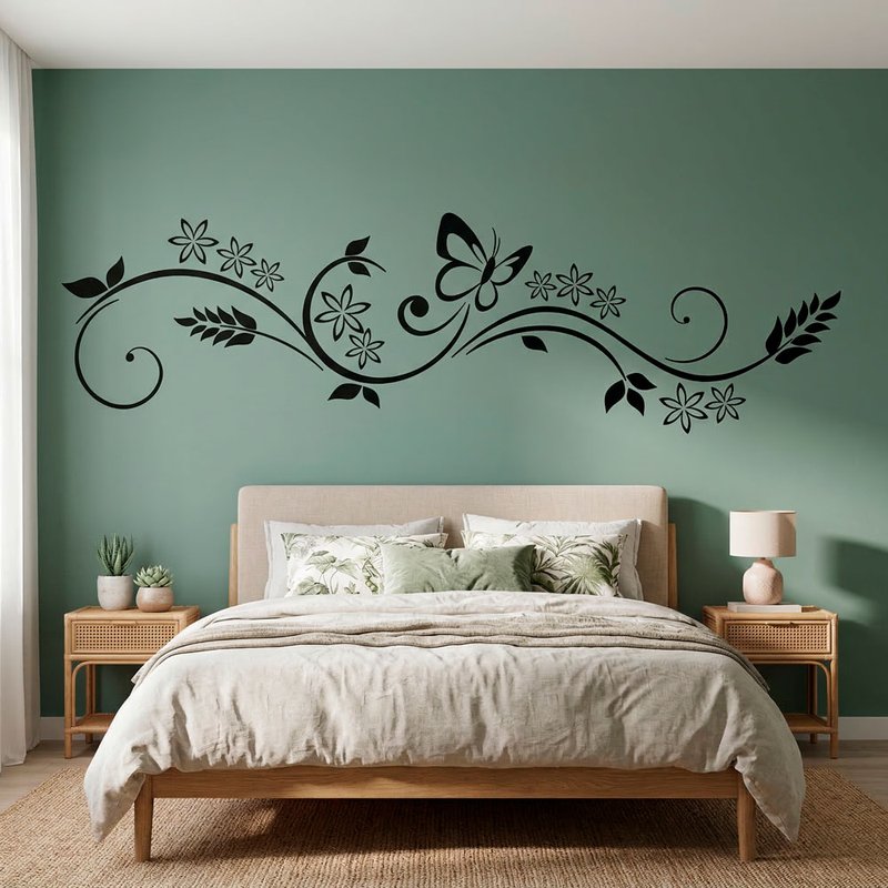 Butterfly Floral Swirl Wall Decal 0
