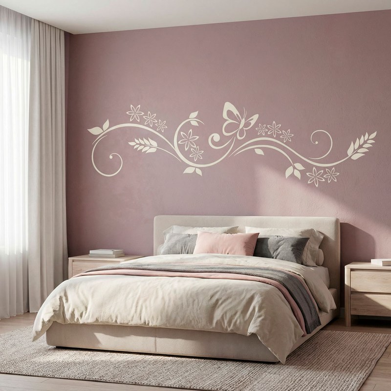 Butterfly Floral Swirl Wall Decal 2