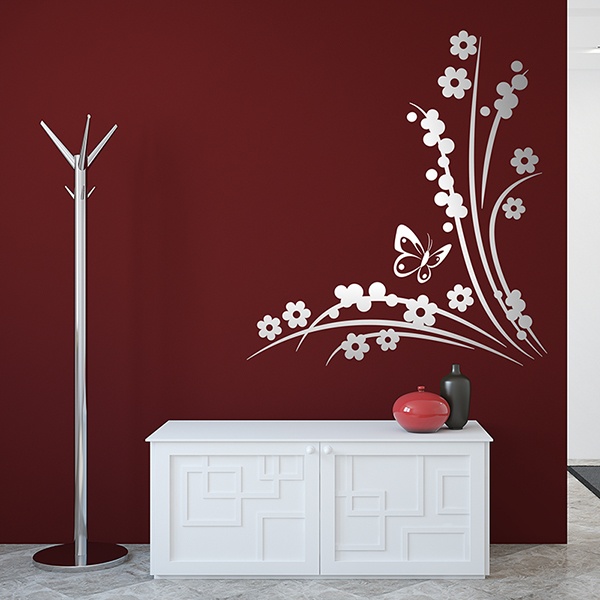 Corner Floral Vine with Butterfly 1/2