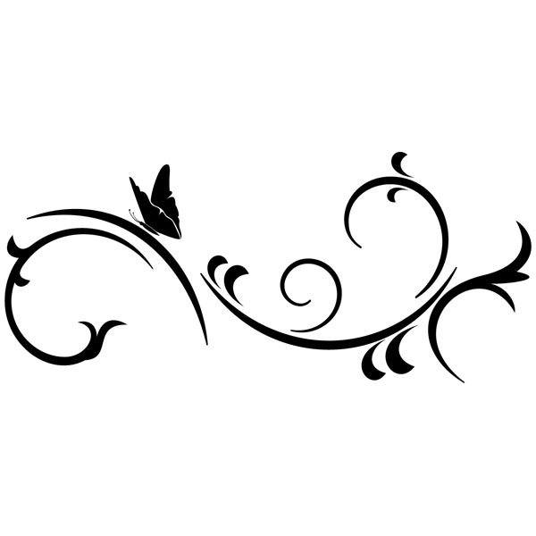 Wall Stickers: Floral Swirl with Butterfly