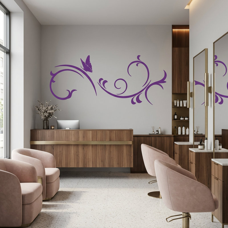 Wall Stickers: Floral Swirl with Butterfly