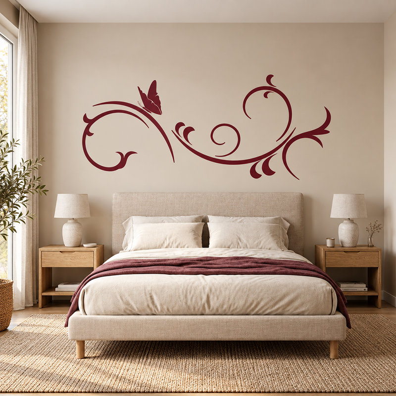 Wall Stickers: Floral Swirl with Butterfly
