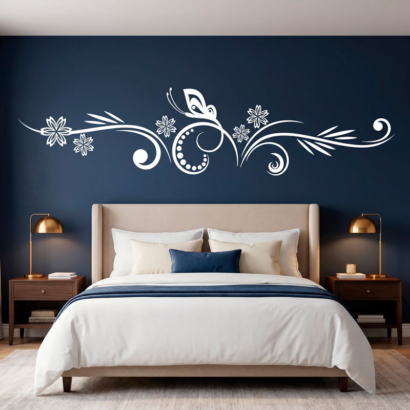 Butterfly Floral Headboard Decal 1/9