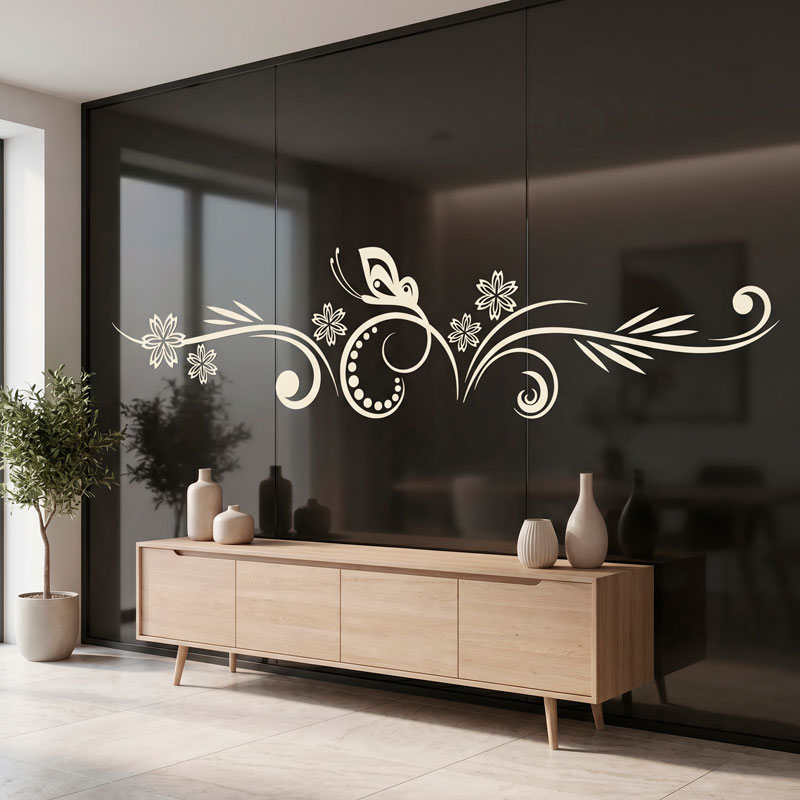 Butterfly Floral Headboard Decal 3/9