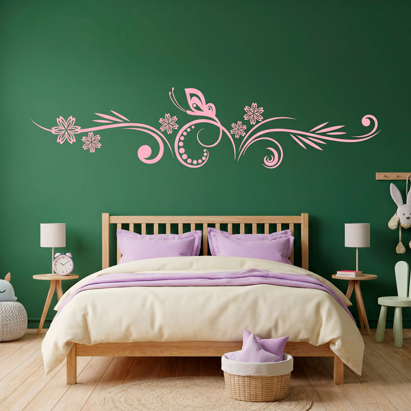 Butterfly Floral Headboard Decal 4/9
