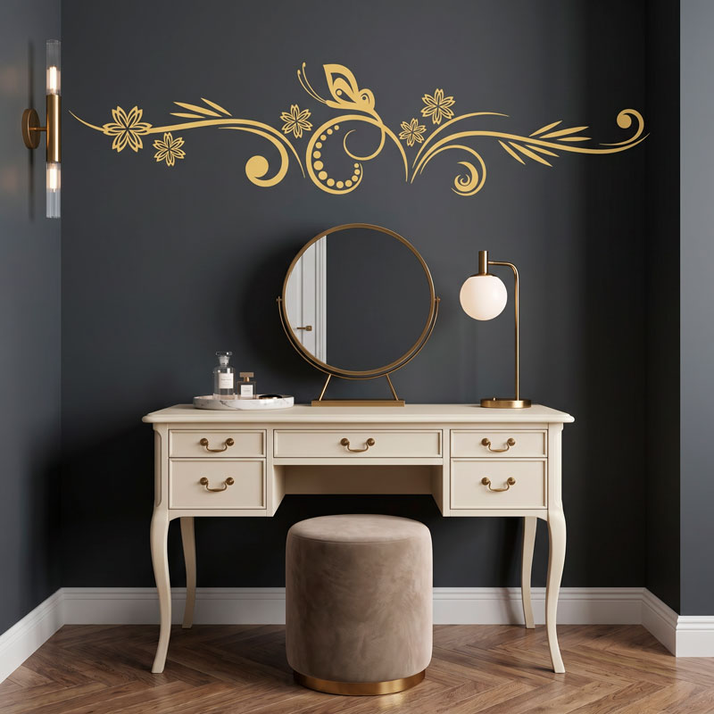 Butterfly Floral Headboard Decal 5/9