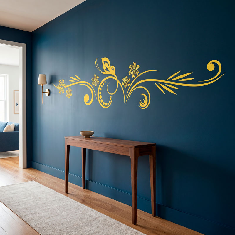 Butterfly Floral Headboard Decal 6/9