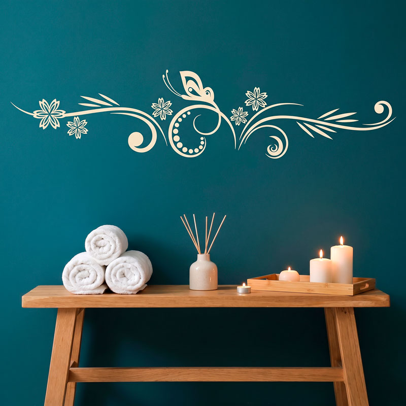 Butterfly Floral Headboard Decal 8/9