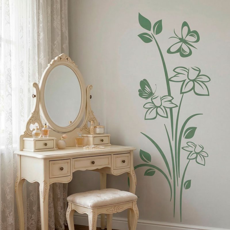 Flowers and Butterflies Wall Decal 0