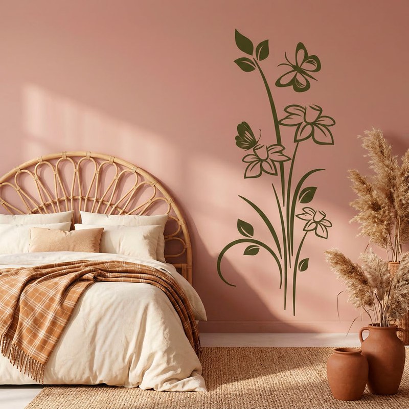 Flowers and Butterflies Wall Decal 11