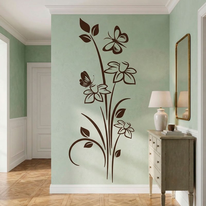 Flowers and Butterflies Wall Decal 12