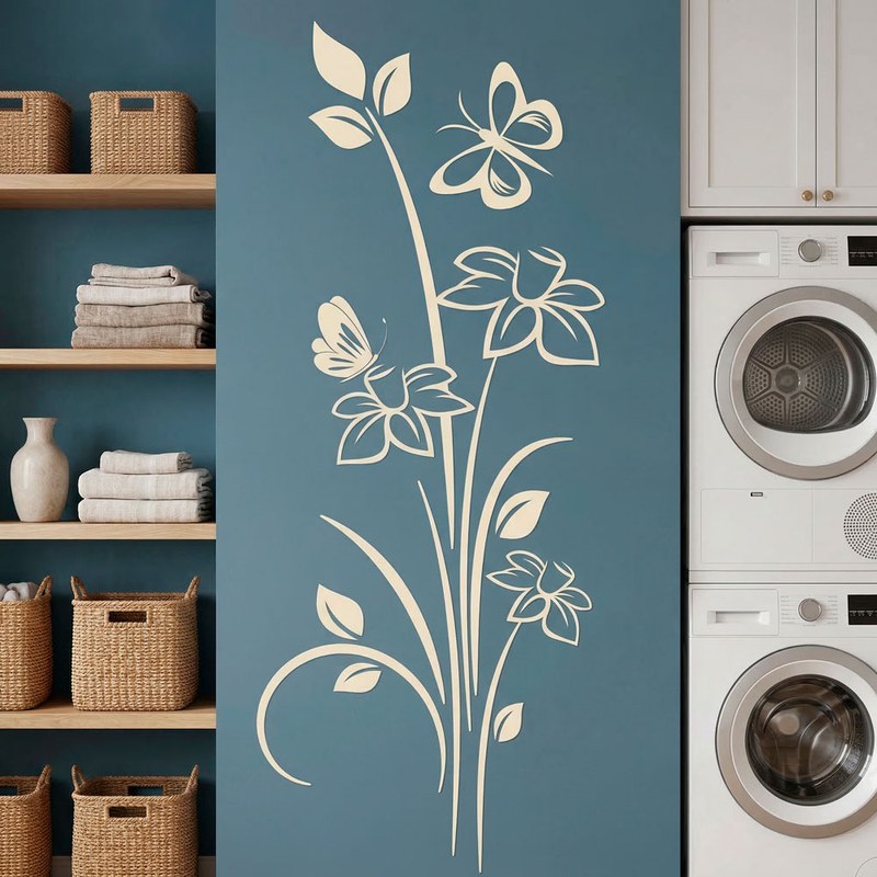 Flowers and Butterflies Wall Decal 13