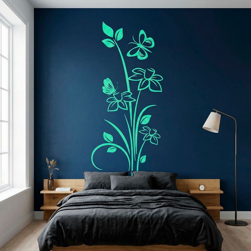 Flowers and Butterflies Wall Decal 14