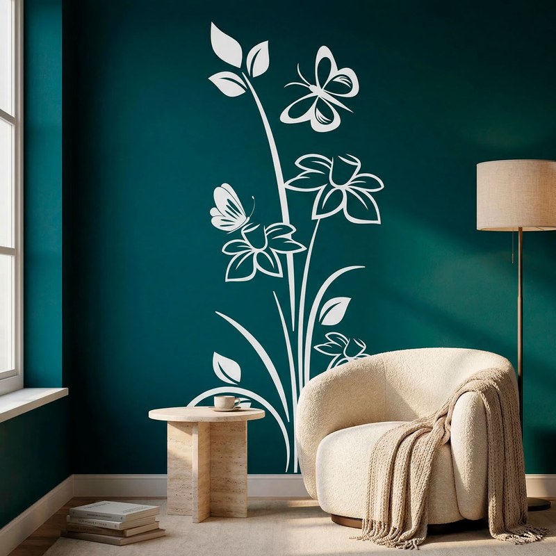 Flowers and Butterflies Wall Decal 15