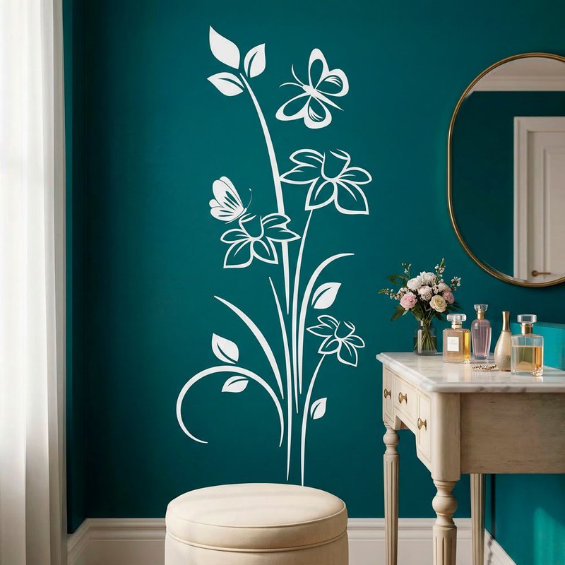 Flowers and Butterflies Wall Decal 17