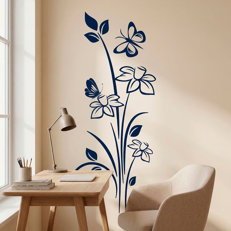 Flowers and Butterflies Wall Decal 19