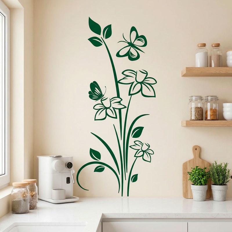 Flowers and Butterflies Wall Decal 20