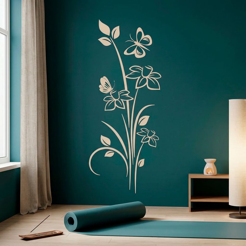 Flowers and Butterflies Wall Decal 3