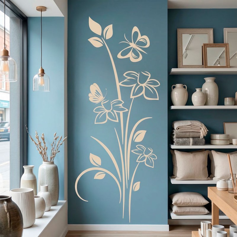 Flowers and Butterflies Wall Decal 23