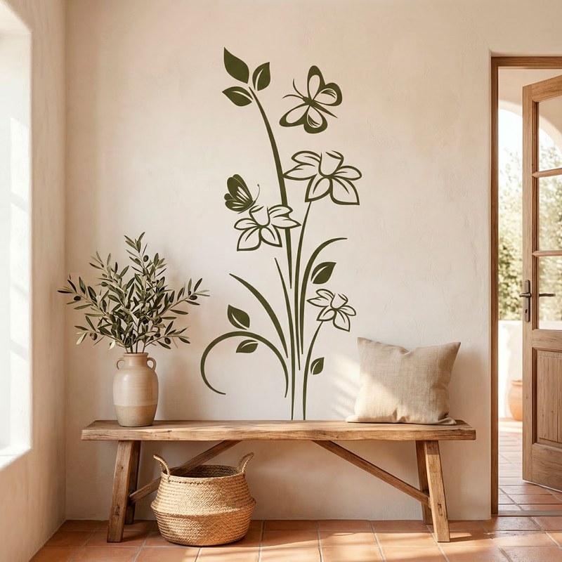 Flowers and Butterflies Wall Decal 4