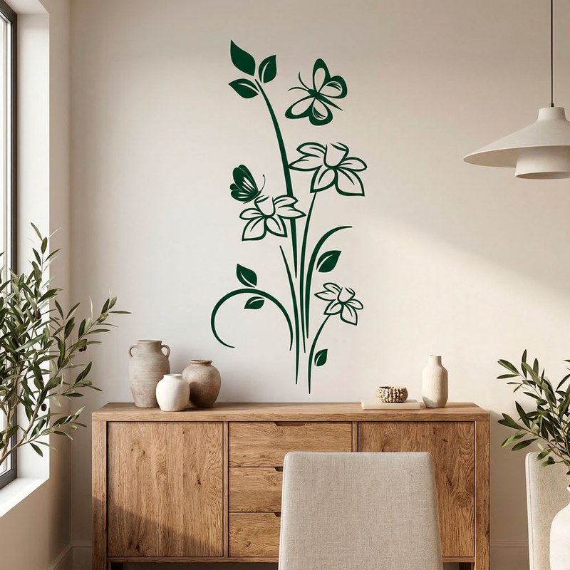 Flowers and Butterflies Wall Decal 8