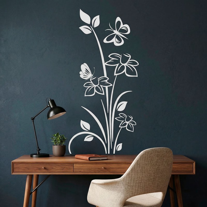 Flowers and Butterflies Wall Decal 10