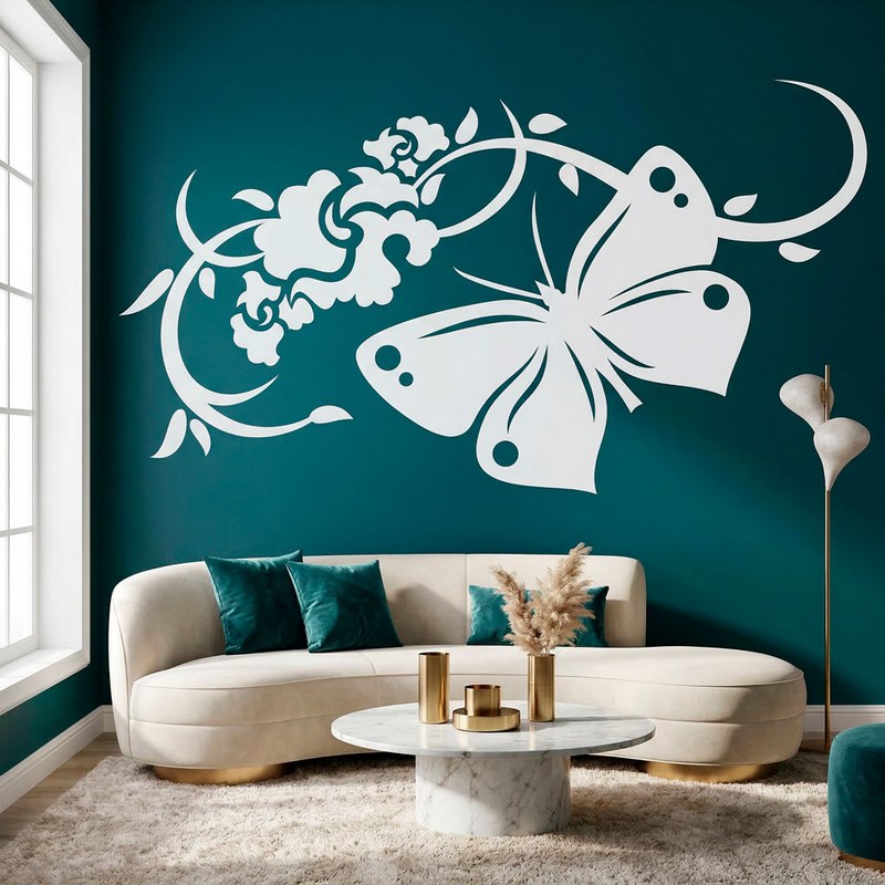 Butterfly Floral Vine Wall Decal 10