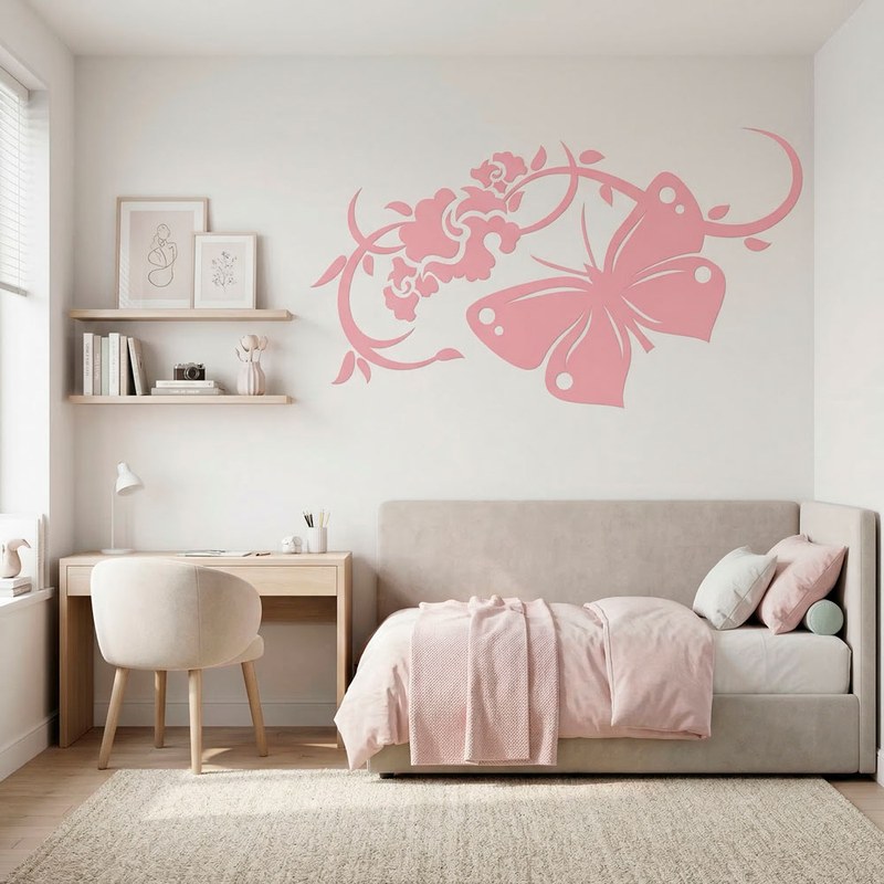 Butterfly Floral Vine Wall Decal 12