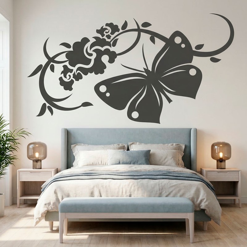 Butterfly Floral Vine Wall Decal 13
