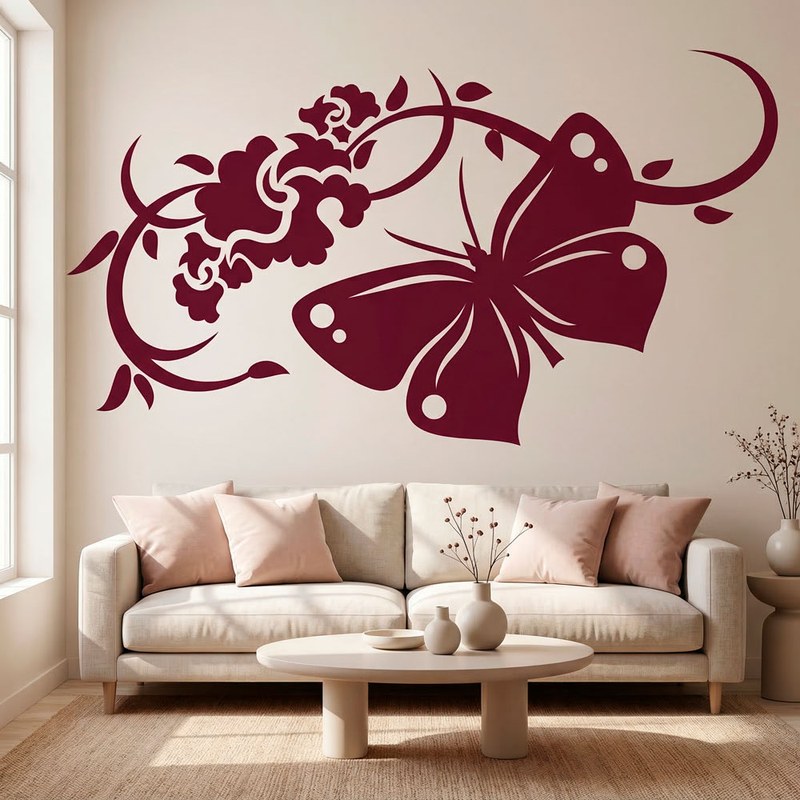 Butterfly Floral Vine Wall Decal 14