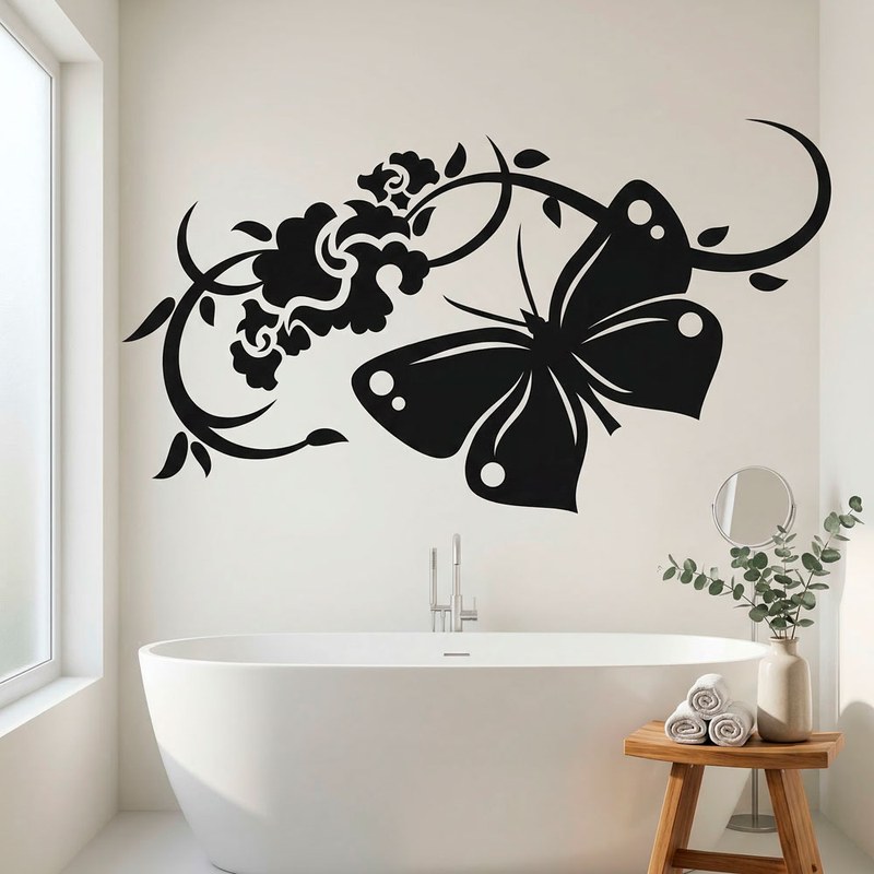 Butterfly Floral Vine Wall Decal 15